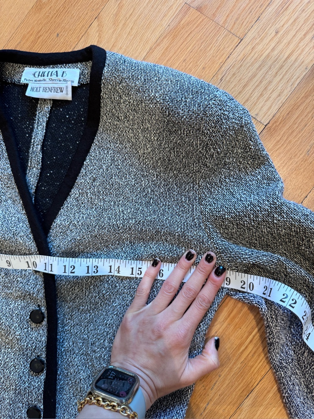 Vintage CHIAB Holt Renfrew Longline Knit Blazer Cardigan 80s Bouclé - Picture 7 of 11